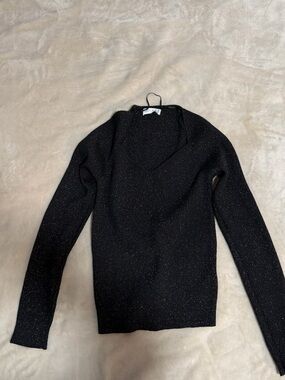 Primark Black Metallic Thread V-Neck Sweater